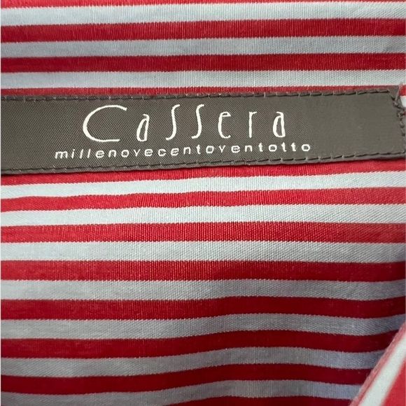 Cassera Mens Sz EU 46 /US 18 1/2 Long Sleeve Red Gray Striped Shirt - Picture 5 of 7